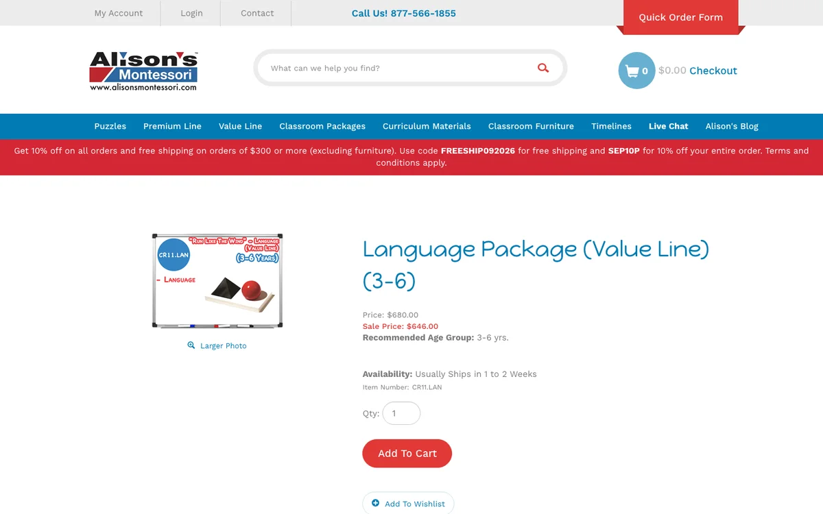 Alison's Montessori language package and contents