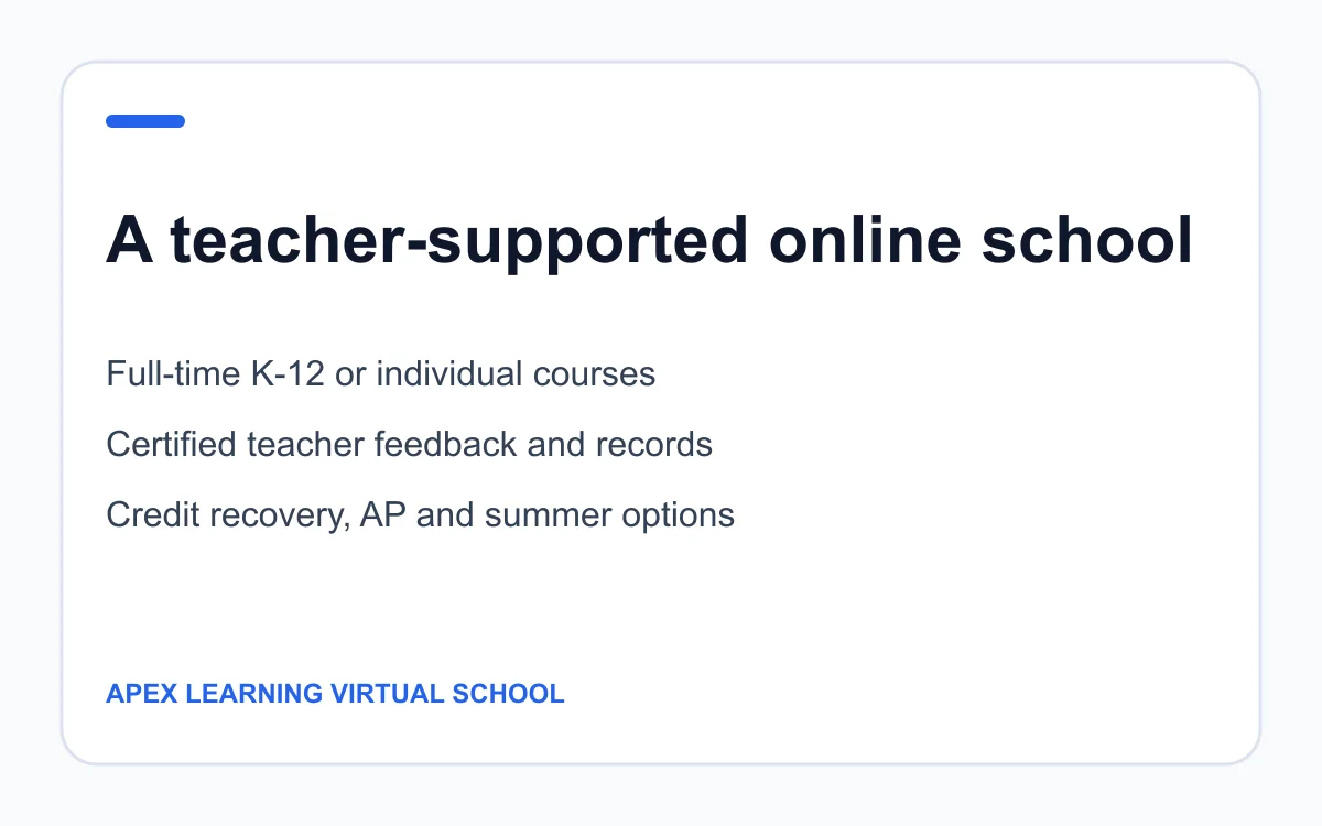 Apex Learning Virtual School formats and support