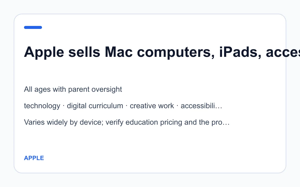 Apple age, subject and pricing summary created by Homeschool Best