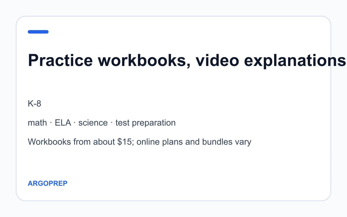 ArgoPrep age, subject and pricing summary created by Homeschool Best