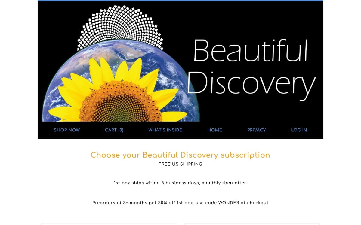 Beautiful Discovery Box subscription options