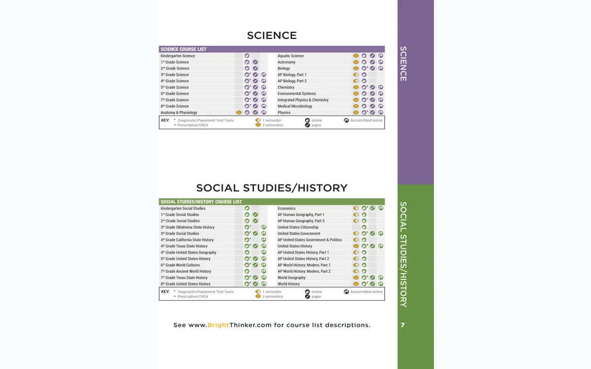 Bright Thinker course interface example