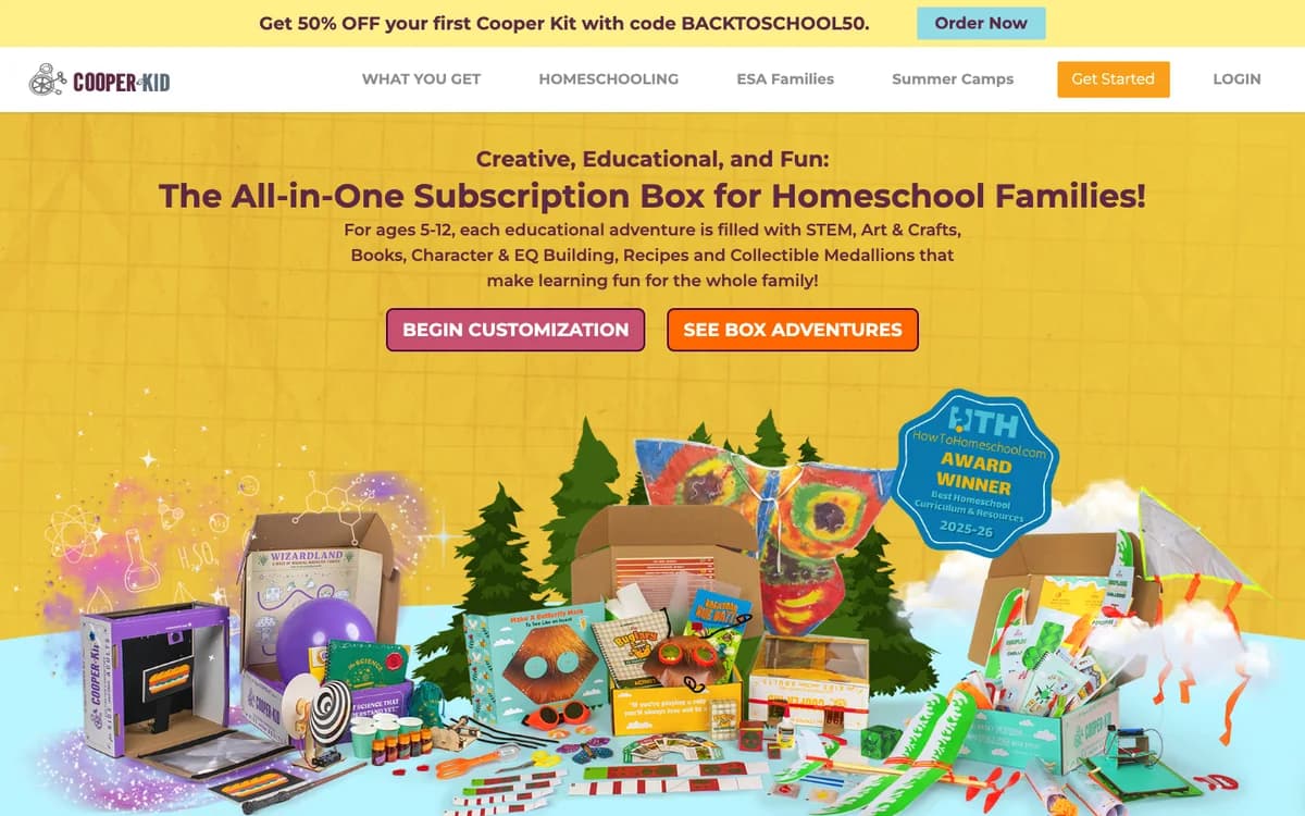 Cooper and Kid homeschool STEM box themes and contents