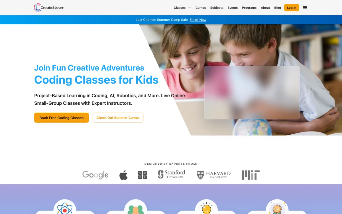 Create & Learn official website and product experience