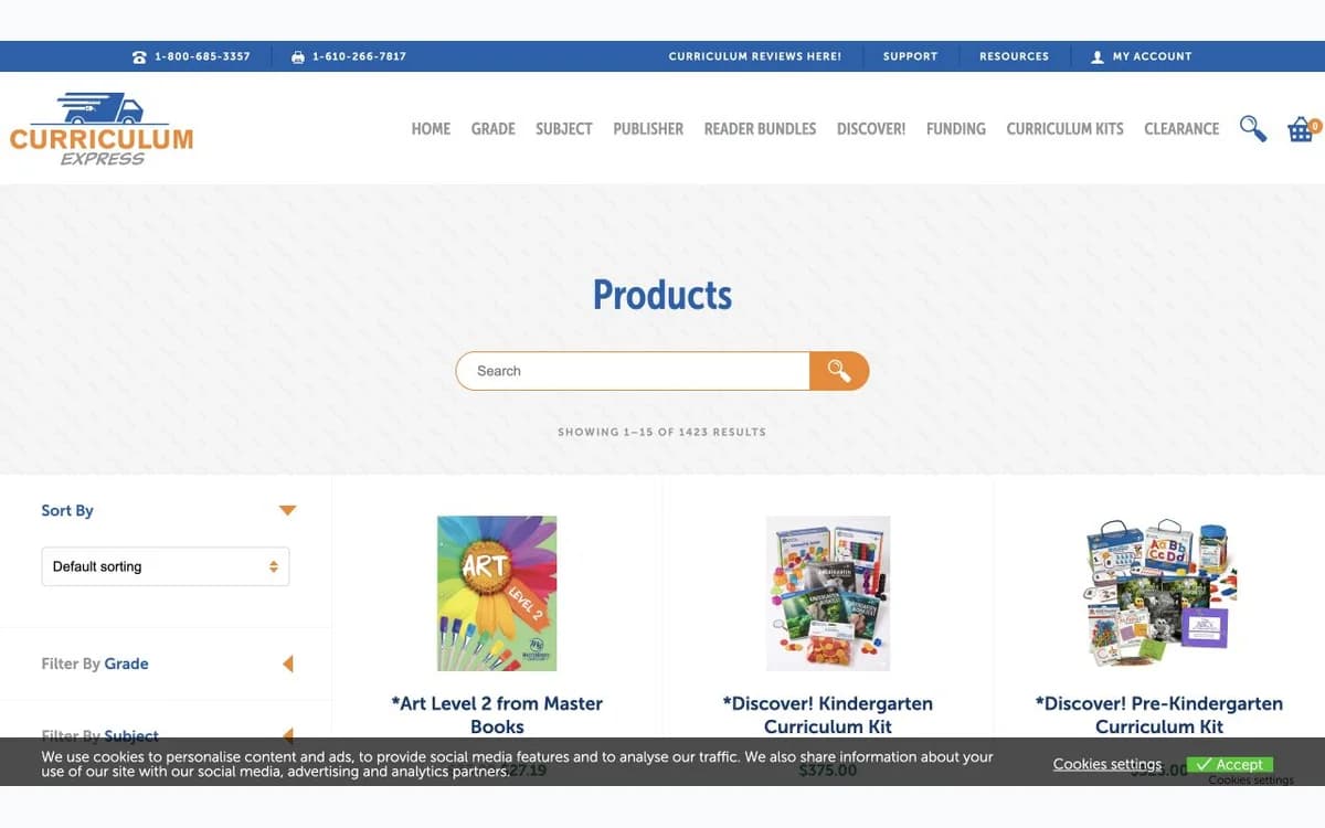 Curriculum Express curriculum products by grade and subject