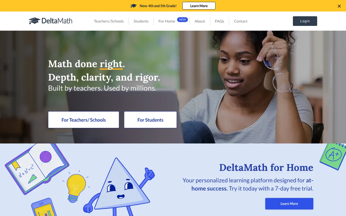 DeltaMath randomized practice and instant feedback