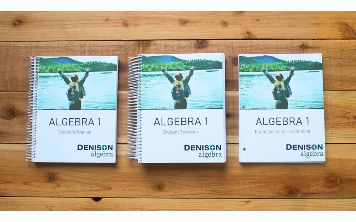 Denison Algebra printed textbook, solutions manual, tests, and parent guide