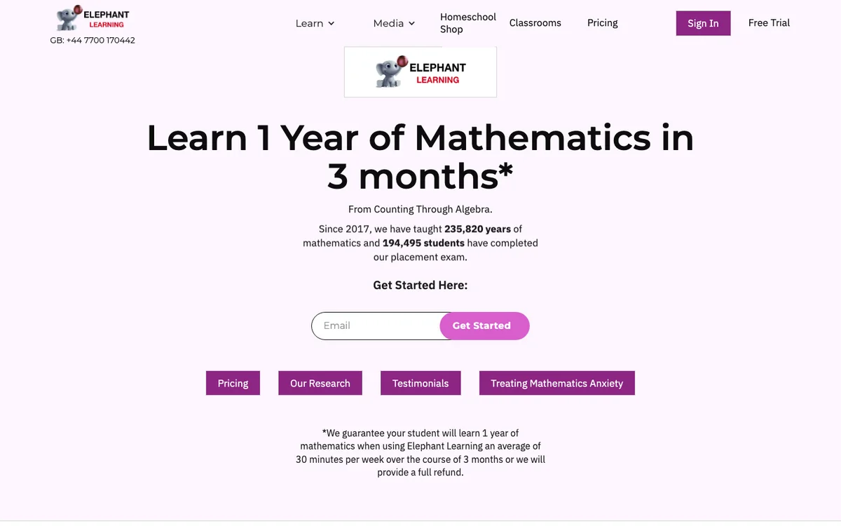 Elephant Learning official website and product experience