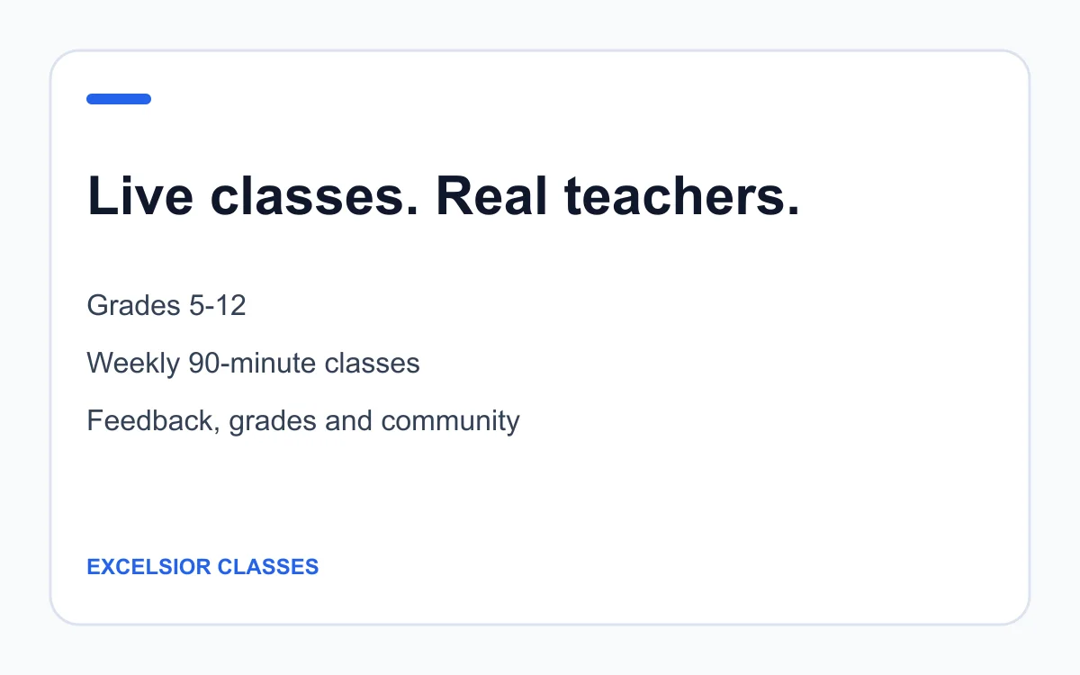 Excelsior live online class format