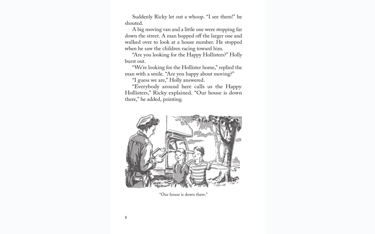 Illustrated interior page from The Happy Hollisters volume one