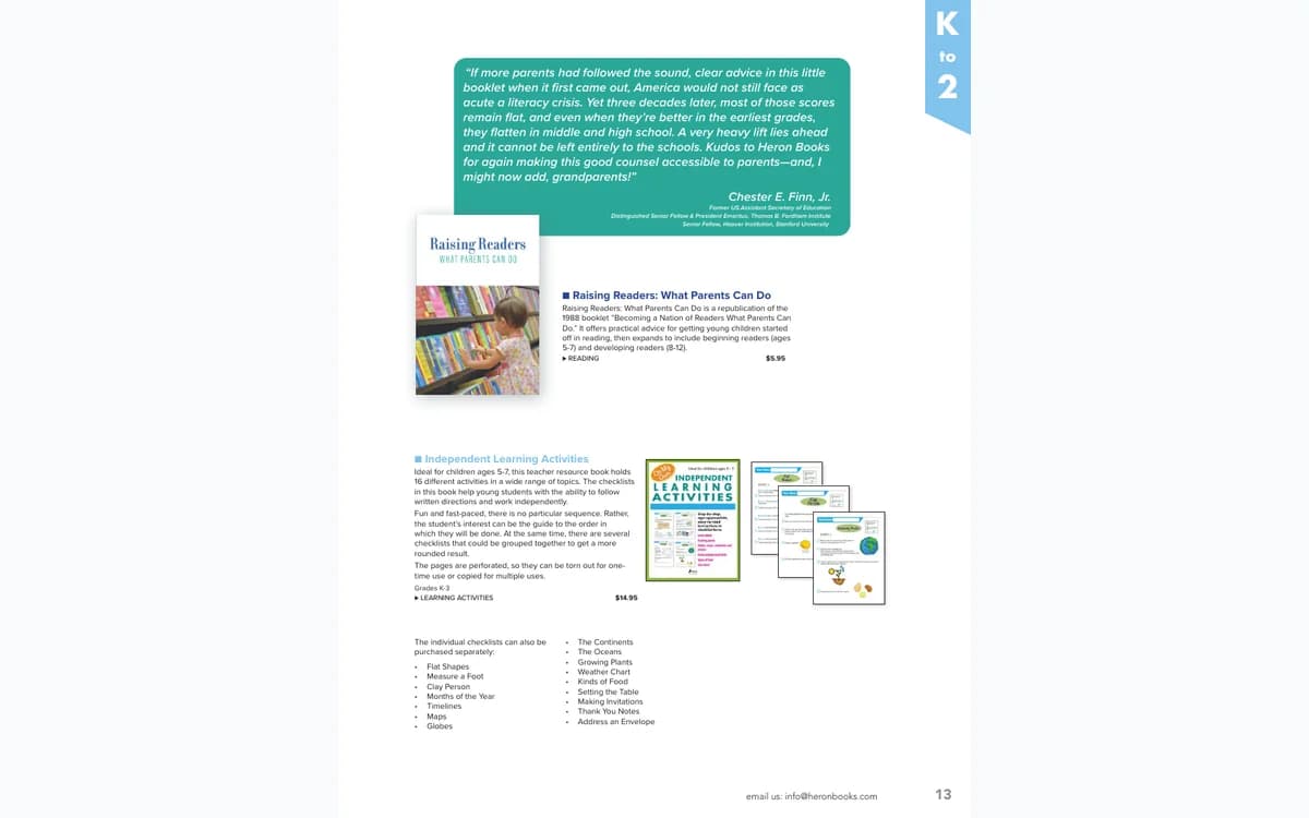 Heron Books reading resources and parent guide