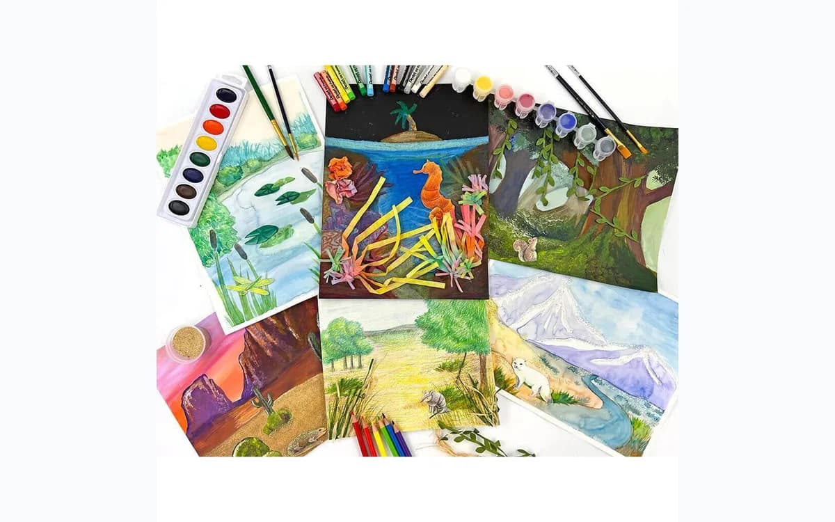I Create Art environmental biomes drawing and painting kit