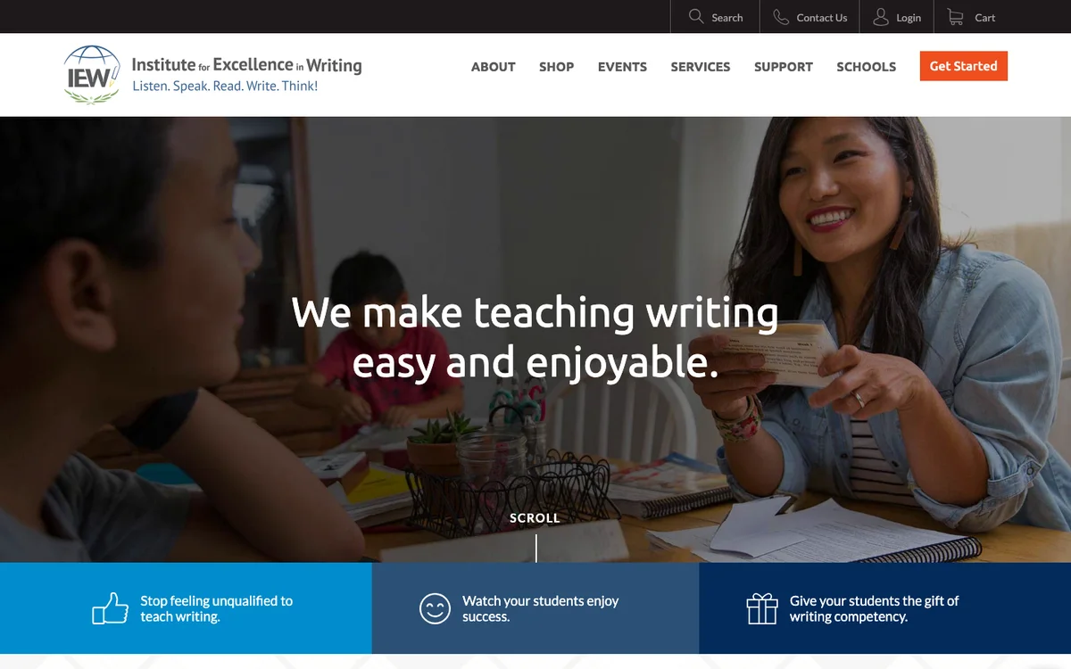 Institute for Excellence in Writing official website and product experience