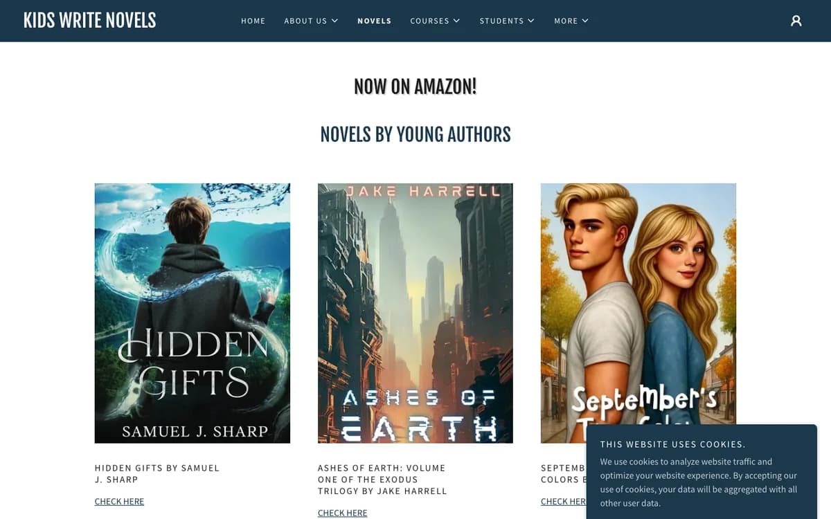 Published novels completed through Kids Write Novels