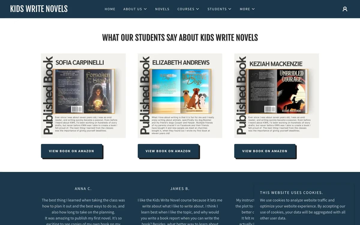 Books completed by Kids Write Novels students