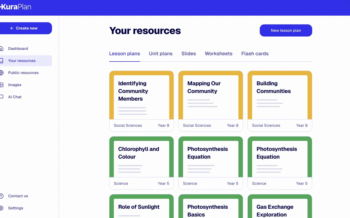 Kuraplan lesson-plans library