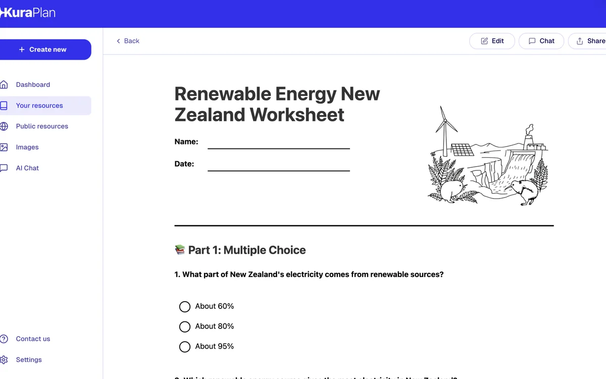 Kuraplan worksheet generator