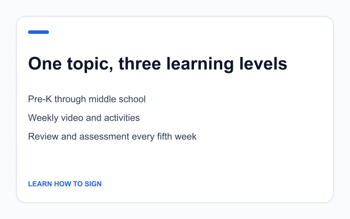 Learn How to Sign differentiated family curriculum structure