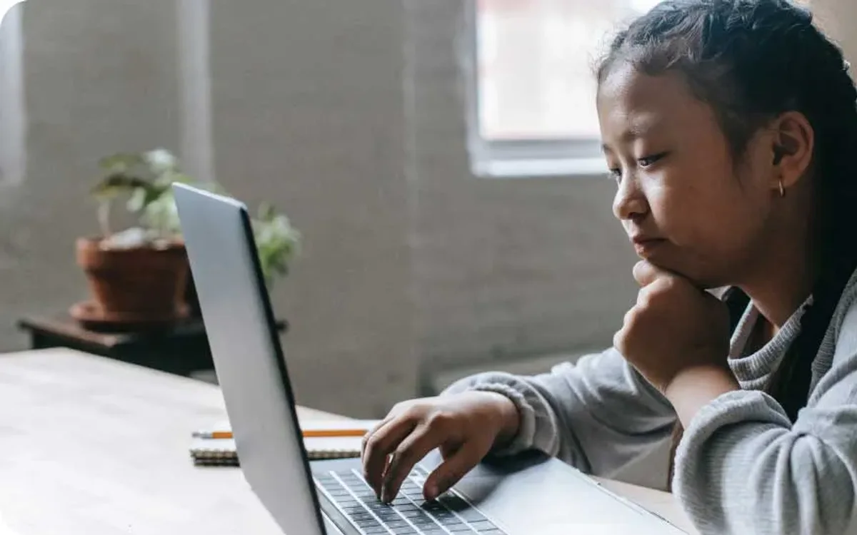 Student using a laptop for online learning