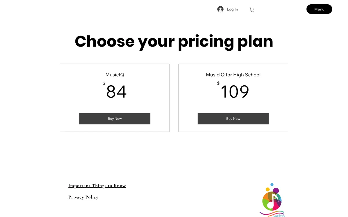 MusicIQ current middle and high school plan prices