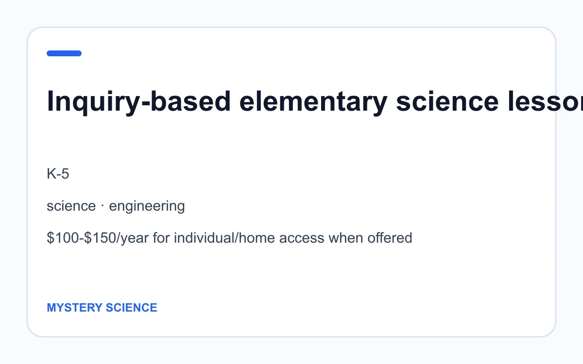 Mystery Science age, subject and pricing summary created by Homeschool Best