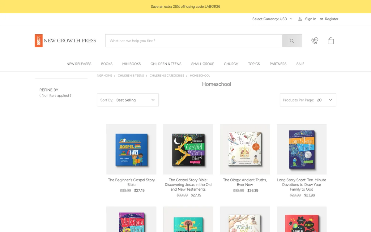 New Growth Press Christian homeschool curriculum collection