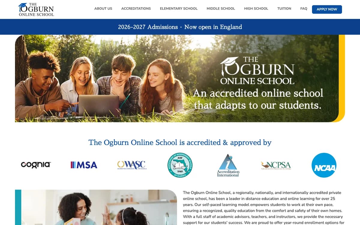 The Ogburn School accredited K-12 online program