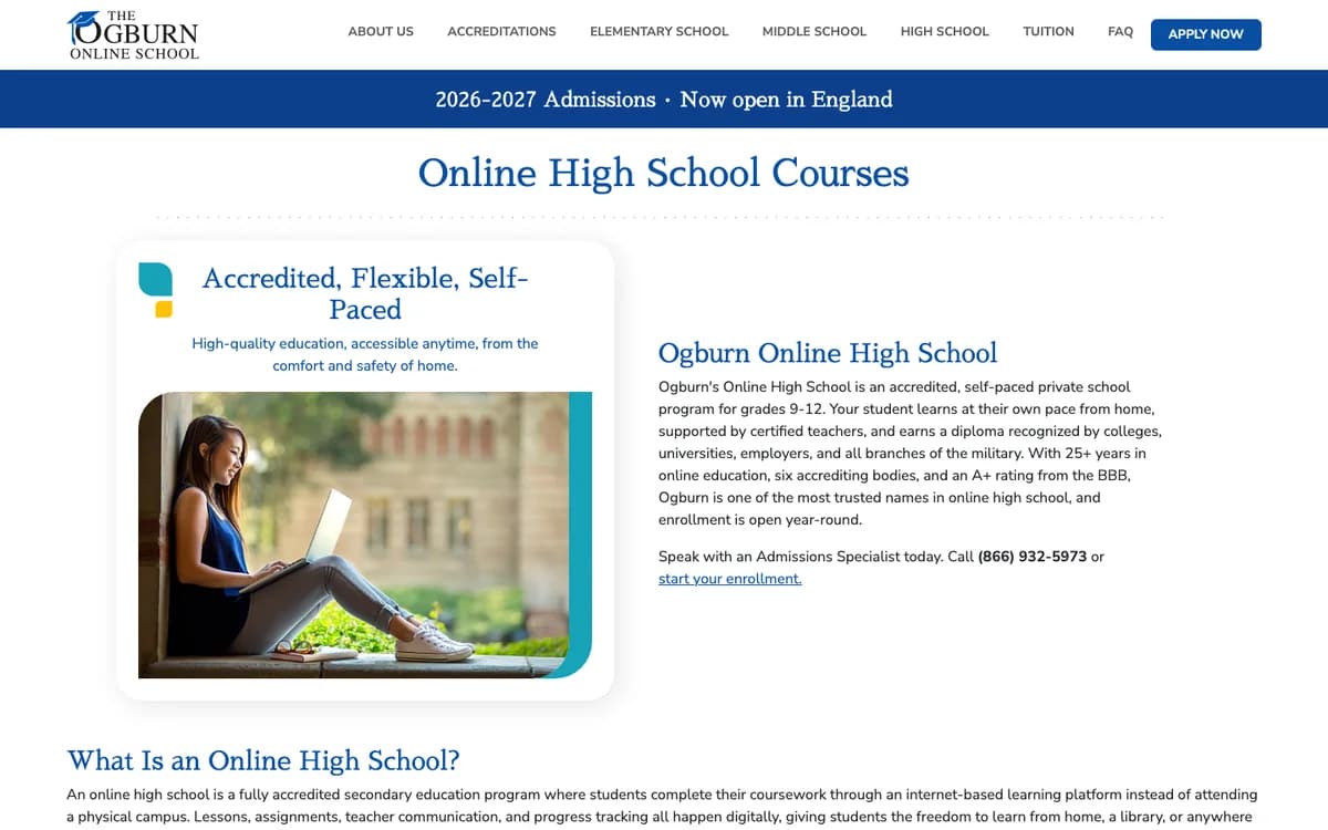 The Ogburn School self-paced high school and tuition starting point