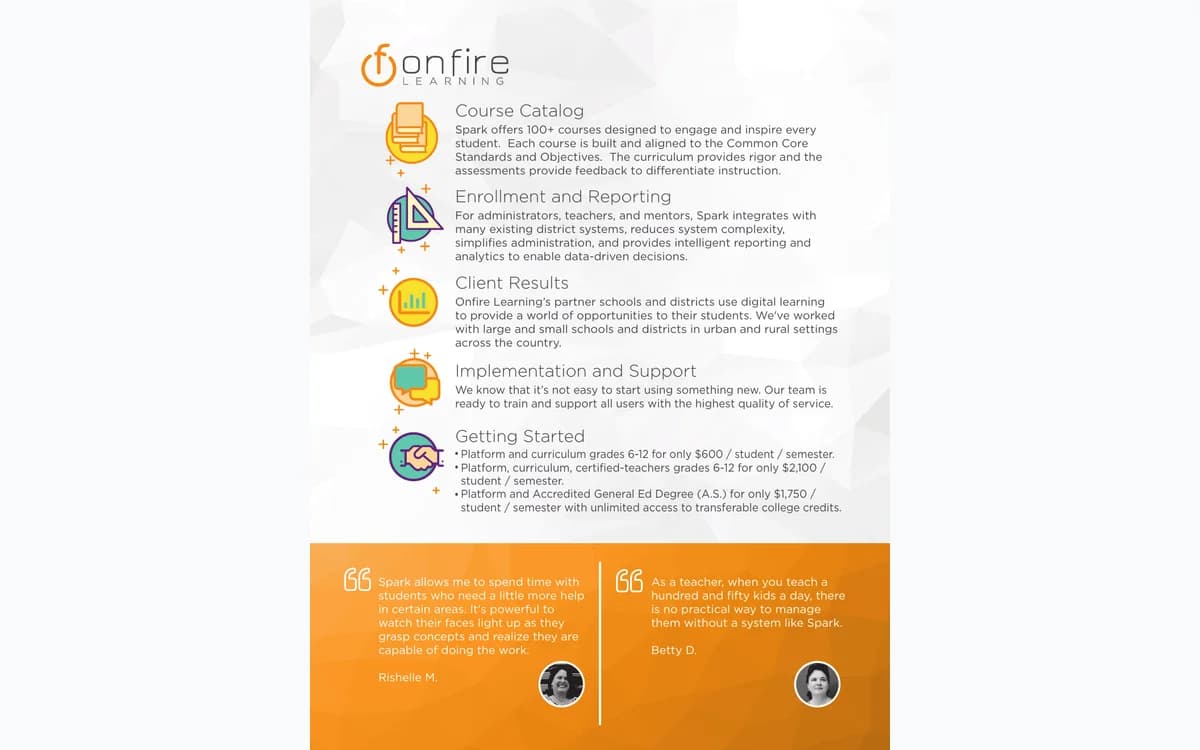OnFire Learning course catalog and implementation support