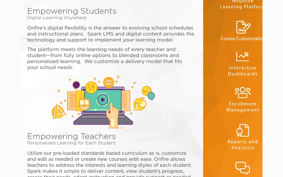 OnFire Learning student and teacher support details