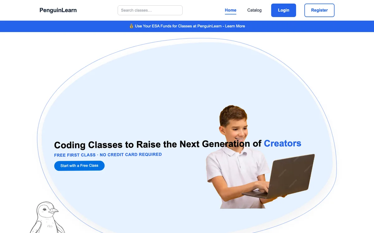 PenguinLearn live coding class marketplace and class catalog