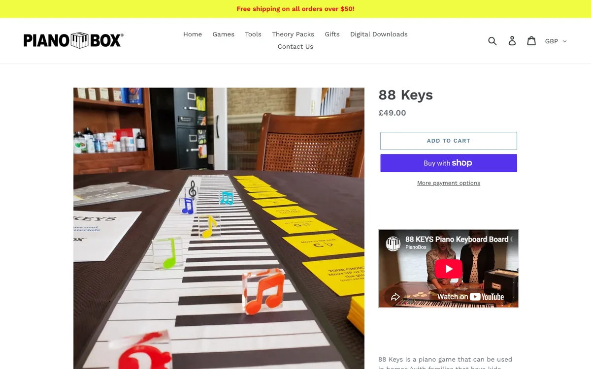 PianoBox 88 Keys reusable music-theory board game