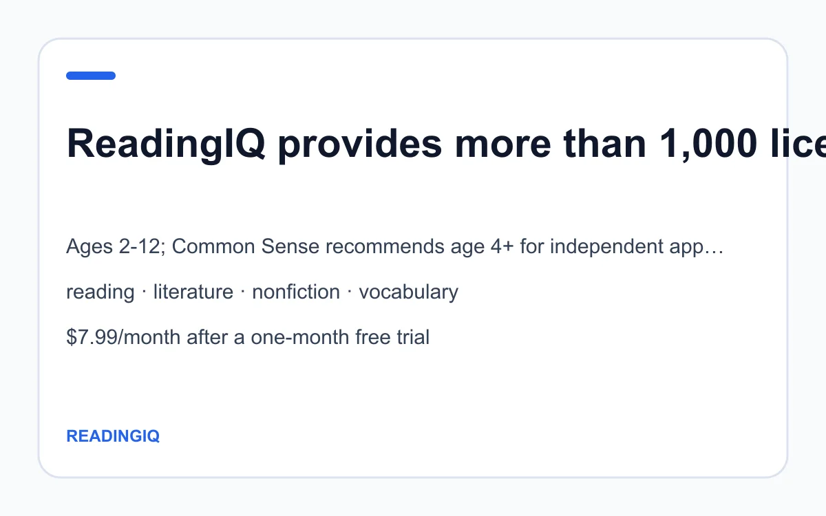ReadingIQ age, subject and pricing summary created by Homeschool Best