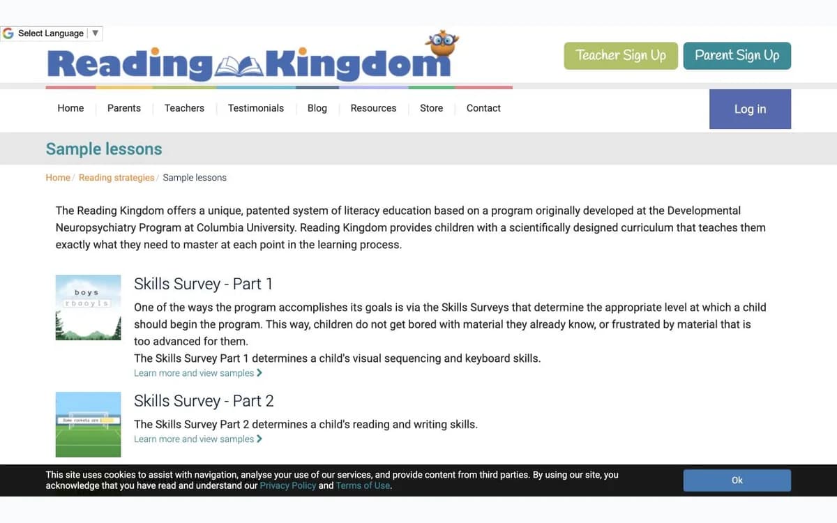 Reading Kingdom adaptive literacy lesson formats