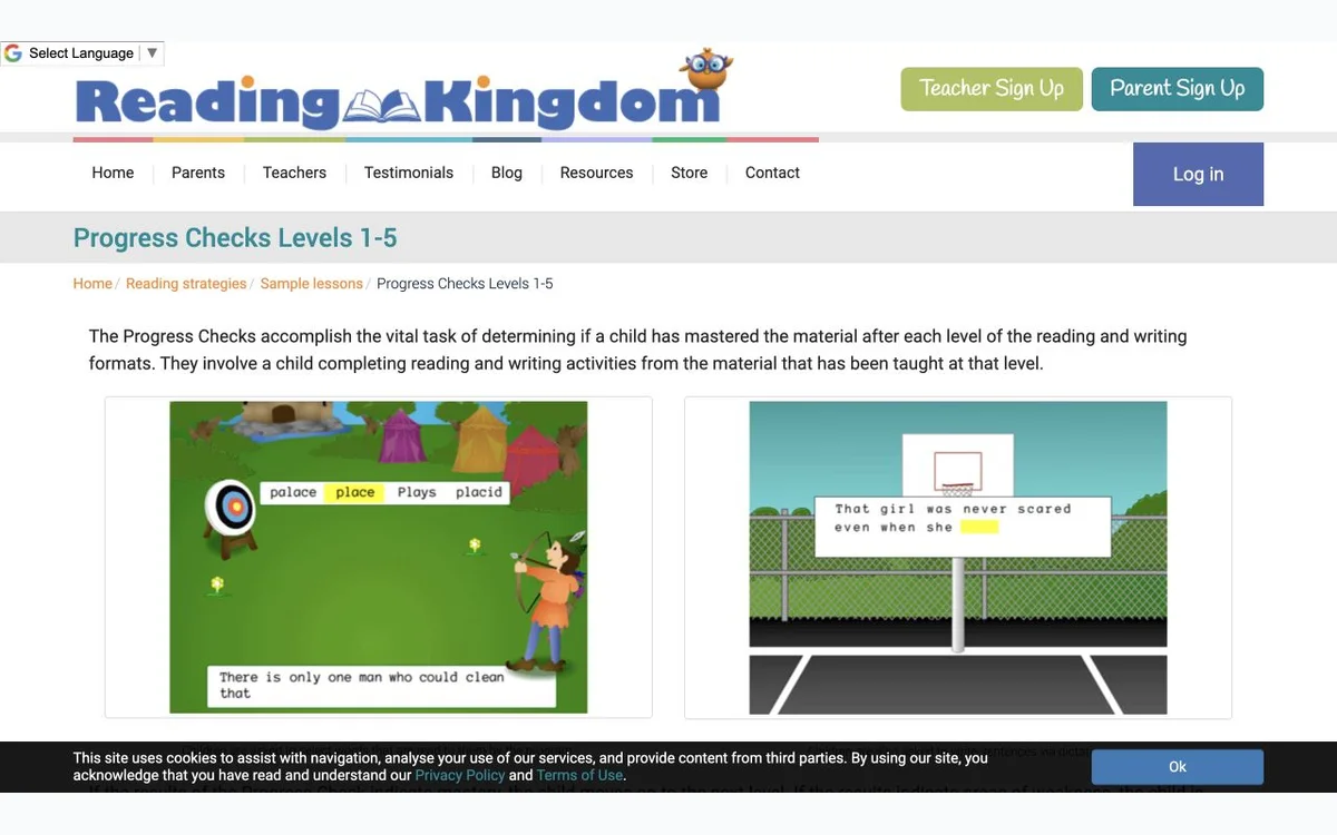 Reading Kingdom progress checks and reporting