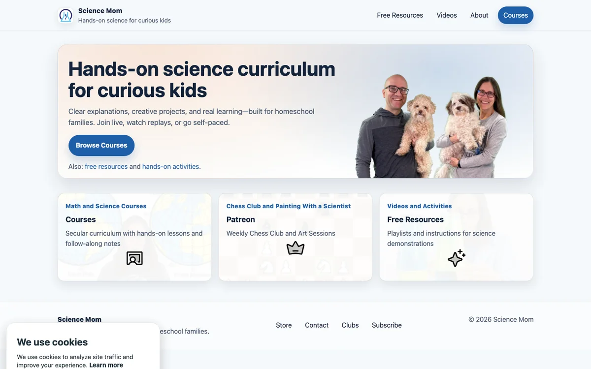 Science Mom official website and product experience
