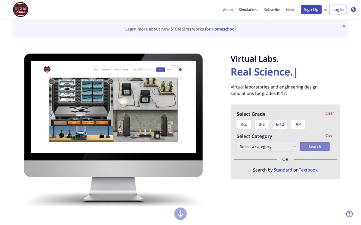 STEM Sims virtual labs and real-science lessons