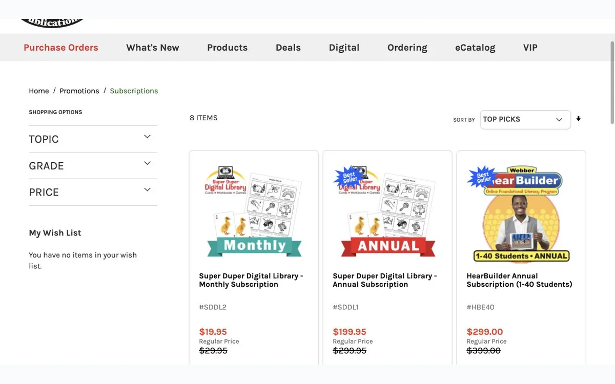 Super Duper digital learning subscription options