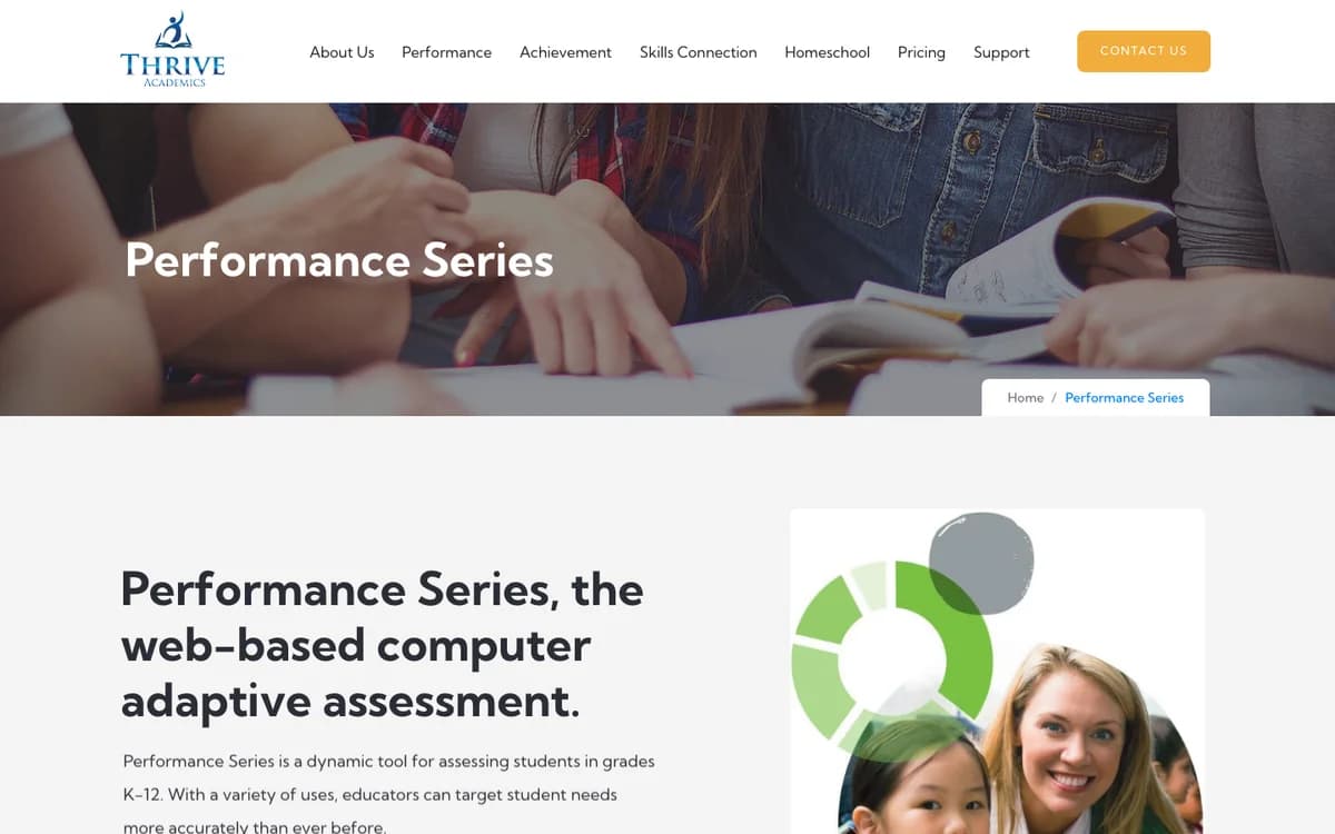 Thrive Academics Performance Series adaptive assessment