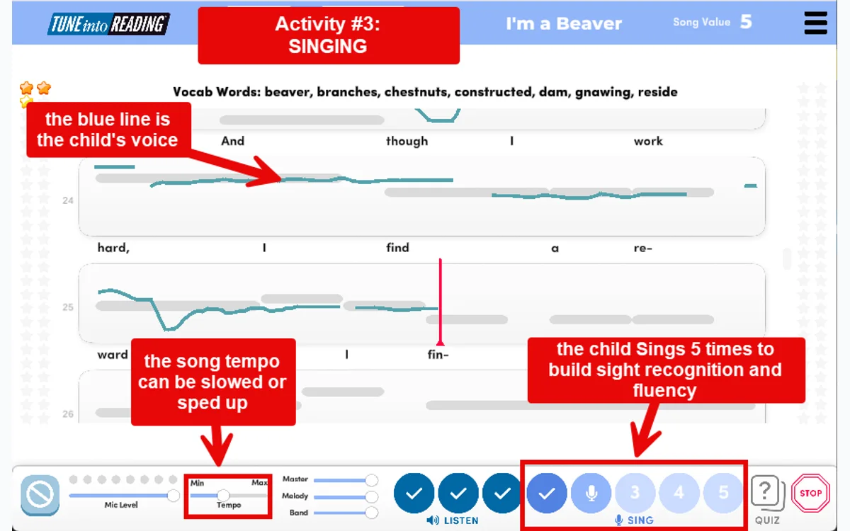 TUNE into READING guided singing and fluency activity