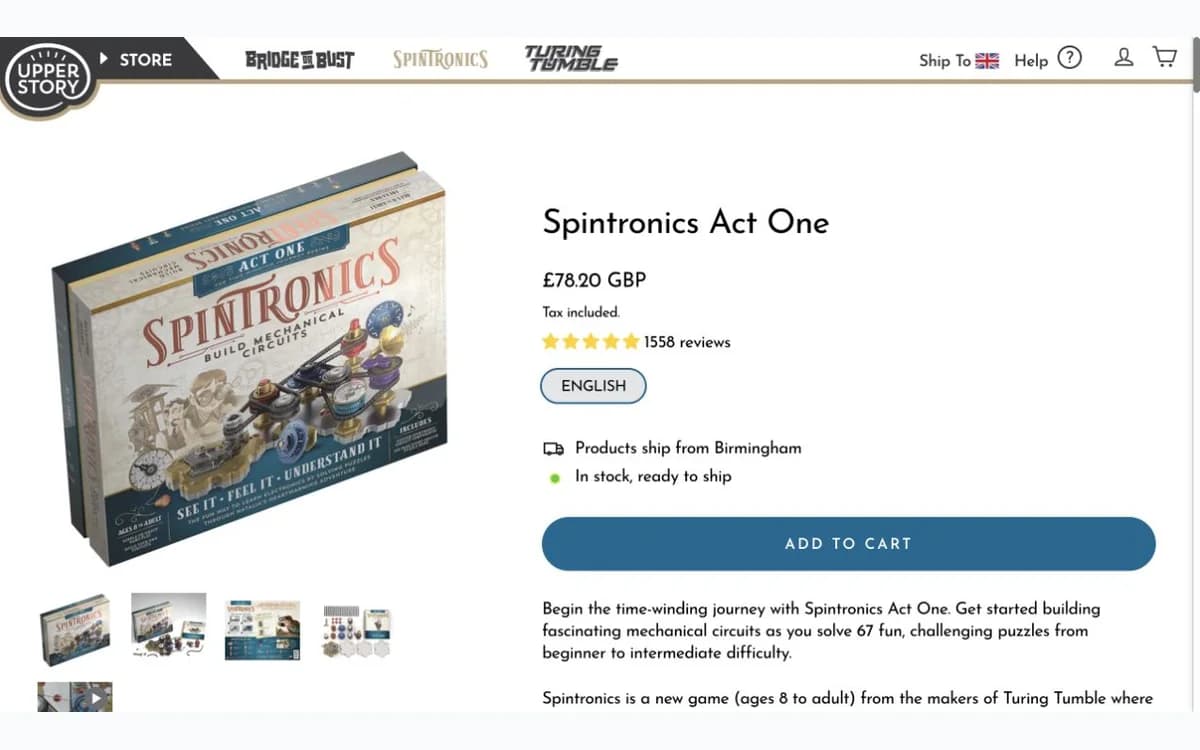 Upper Story Spintronics mechanical electronics puzzle kit