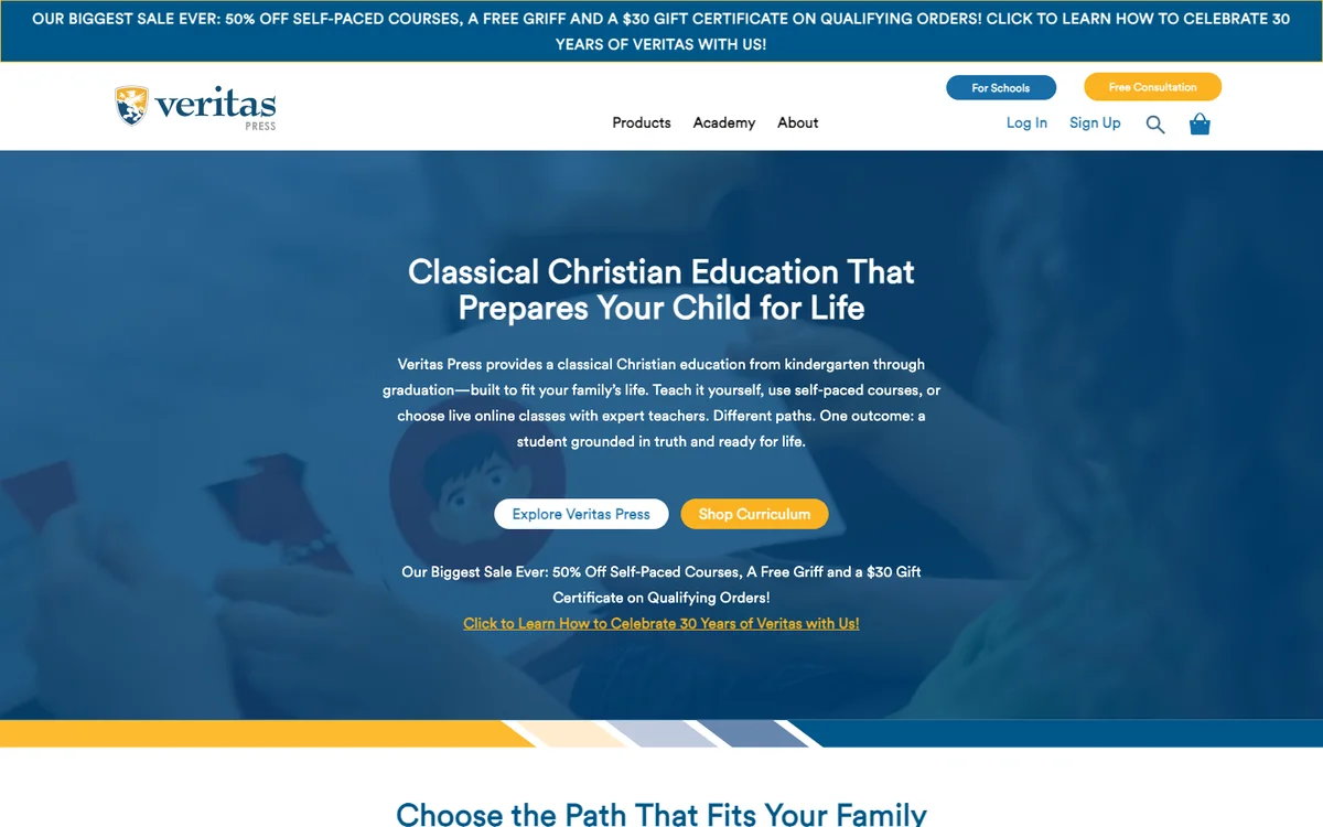 Veritas Press Self-Paced official website and product experience