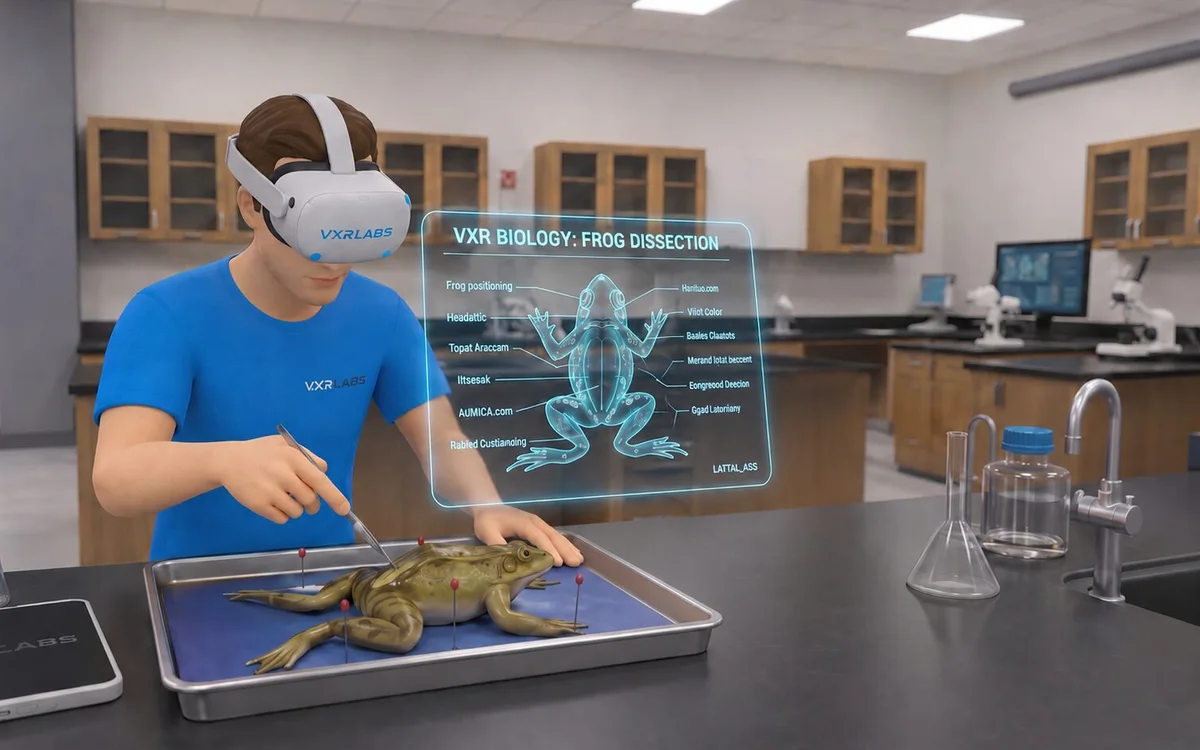 Student performing a virtual dissection in VXRLabs