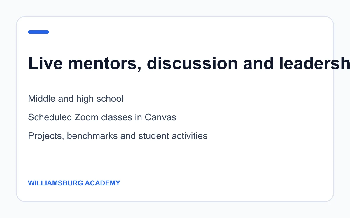 Williamsburg Academy live learning experience