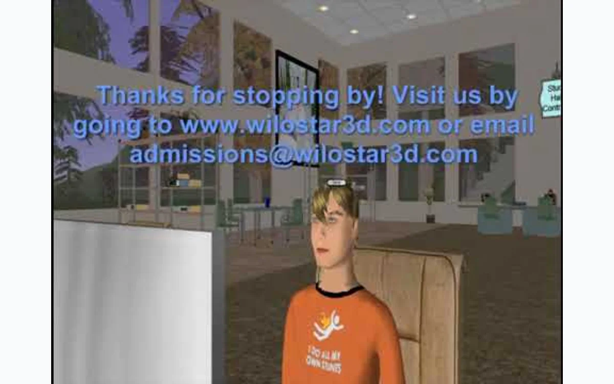 WiloStar3D virtual campus and student avatar from the provider's campus tour
