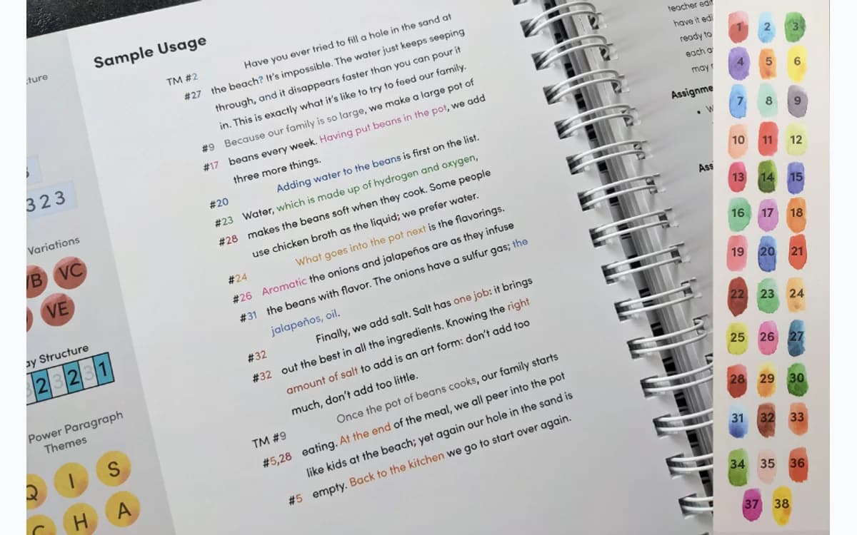 Write by Number color-coded sentence patterns