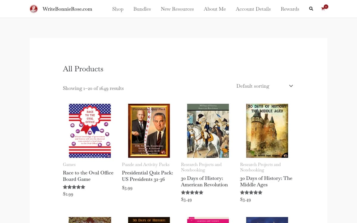 WriteBonnieRose subject-based downloadable products